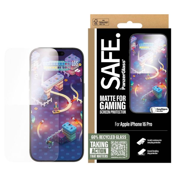 PanzerGlass SAFE Gaming Screenprotector Ultra Wide Fit met applicator iPhone 16 Pro