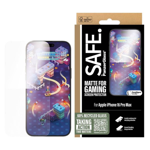 PanzerGlass SAFE Gaming Screenprotector Ultra Wide Fit met applicator iPhone 16 Pro Max