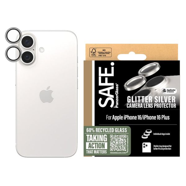 PanzerGlass SAFE Camera Lens Protector iPhone 16 / 16 Plus - Glitter Silver