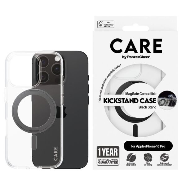 PanzerGlass CARE Kickstand Case MagSafe iPhone 16 Pro - Zwart