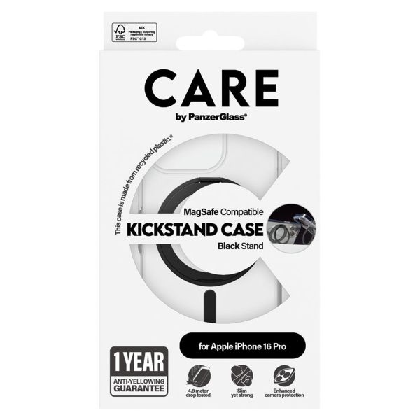 PanzerGlass CARE Kickstand Case MagSafe iPhone 16 Pro - Zwart