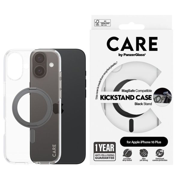 PanzerGlass CARE Kickstand Case MagSafe iPhone 16 Plus - Zwart