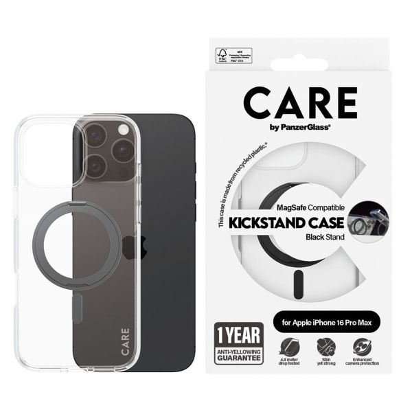 PanzerGlass CARE Kickstand Case MagSafe iPhone 16 Pro Max - Zwart