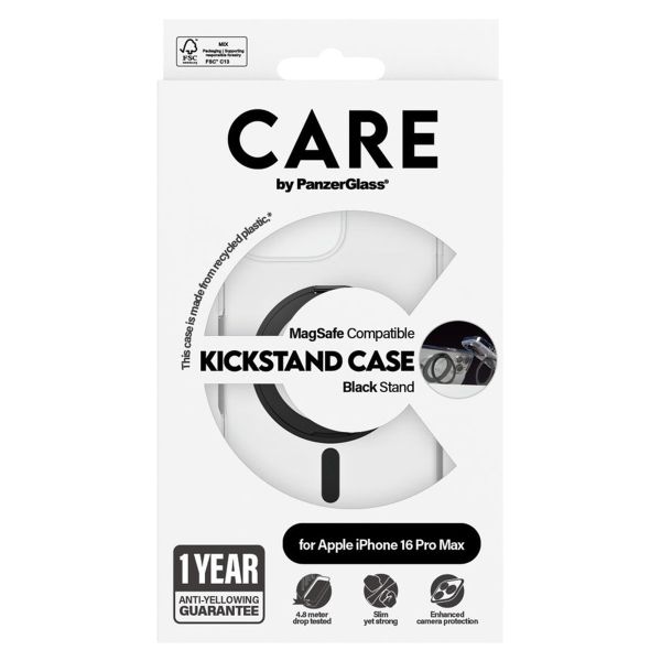 PanzerGlass CARE Kickstand Case MagSafe iPhone 16 Pro Max - Zwart