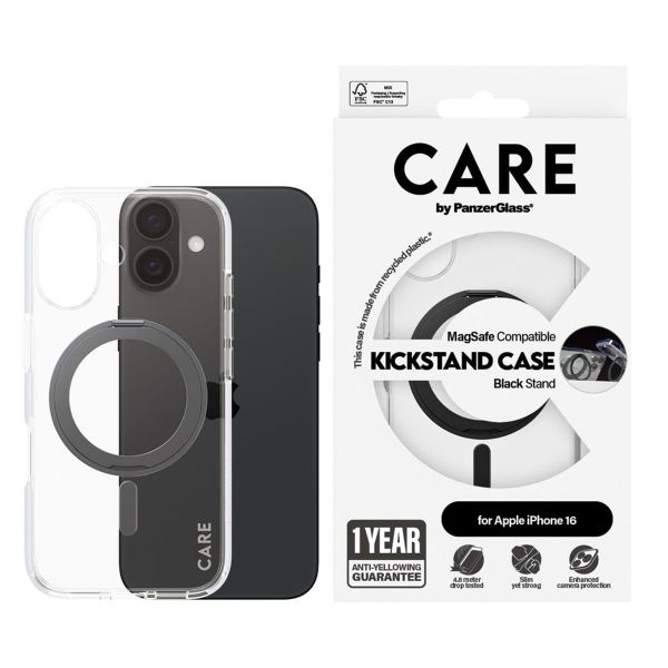 PanzerGlass CARE Kickstand Case MagSafe iPhone 16 - Zwart