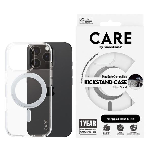 PanzerGlass CARE Kickstand Case MagSafe iPhone 16 Pro - Zilver