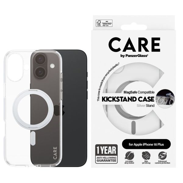 PanzerGlass CARE Kickstand Case MagSafe iPhone 16 Plus - Zilver