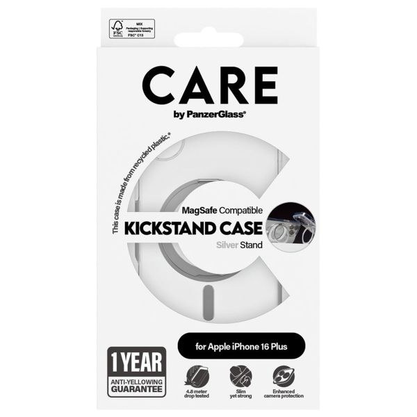 PanzerGlass CARE Kickstand Case MagSafe iPhone 16 Plus - Zilver