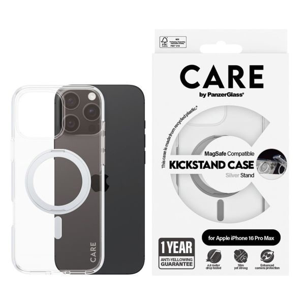 PanzerGlass CARE Kickstand Case MagSafe iPhone 16 Pro Max - Zilver