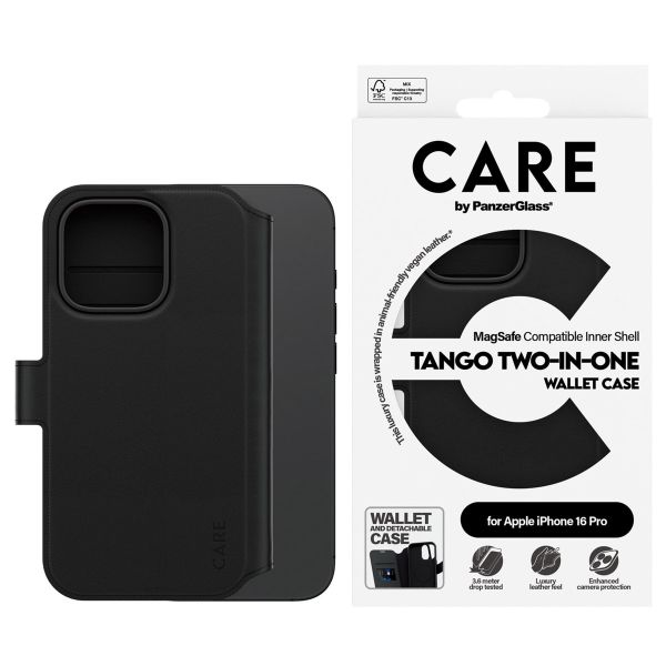 PanzerGlass CARE Tango 2-in-1 Wallet Case MagSafe iPhone 16 Pro - Zwart