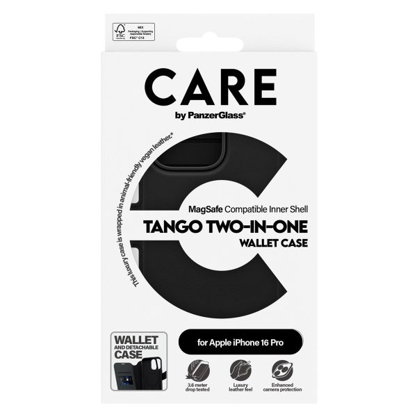 PanzerGlass CARE Tango 2-in-1 Wallet Case MagSafe iPhone 16 Pro - Zwart