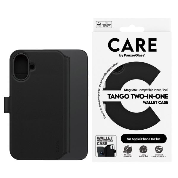 PanzerGlass CARE Tango 2-in-1 Wallet Case MagSafe iPhone 16 Plus - Zwart