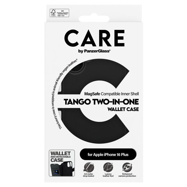 PanzerGlass CARE Tango 2-in-1 Wallet Case MagSafe iPhone 16 Plus - Zwart