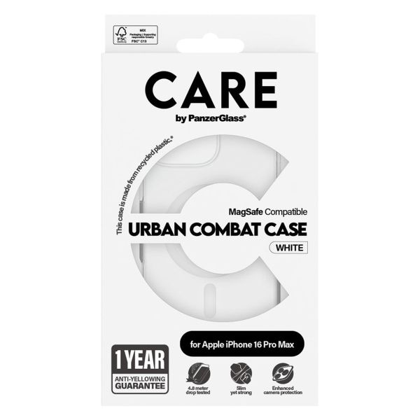 PanzerGlass CARE Urban Combat Case MagSafe iPhone 16 Pro Max - Transparant / Wit