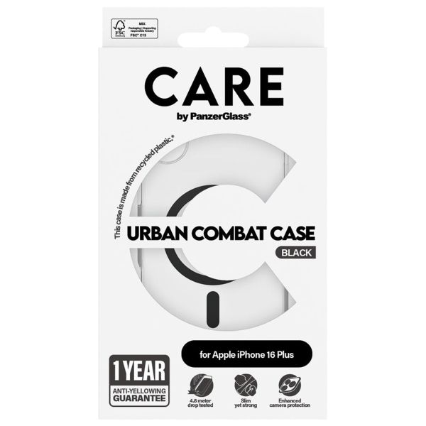 PanzerGlass CARE Urban Combat Case MagSafe iPhone 16 Plus - Transparant / Zwart