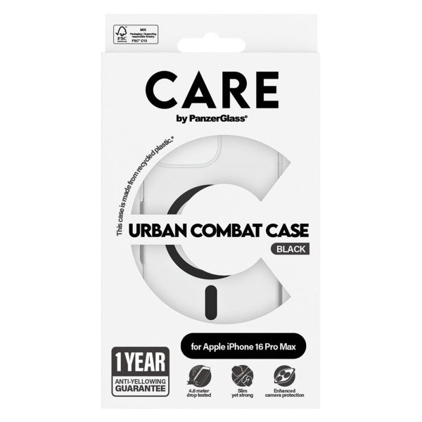 PanzerGlass CARE Urban Combat Case MagSafe iPhone 16 Pro Max - Transparant / Zwart