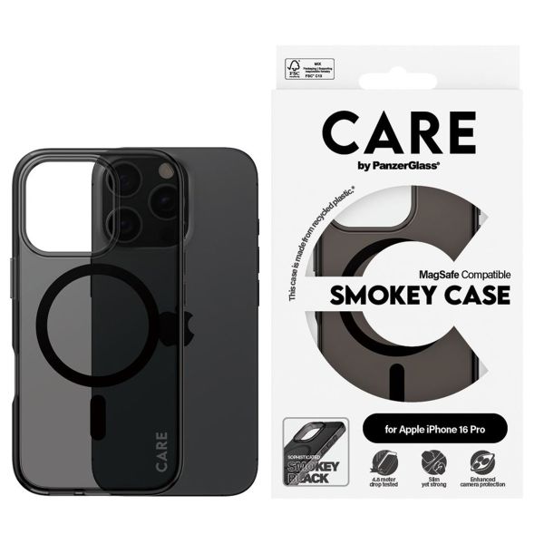 PanzerGlass CARE Smokey Urban Combat Case MagSafe iPhone 16 Pro - Zwart