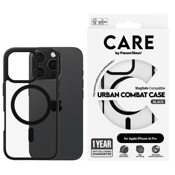 PanzerGlass CARE Urban Combat Case MagSafe iPhone 16 Pro - Zwart