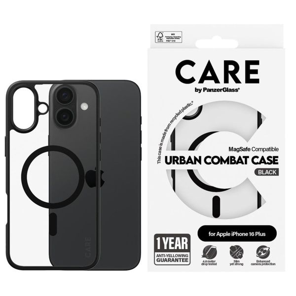 PanzerGlass CARE Urban Combat Case MagSafe iPhone 16 Plus - Zwart