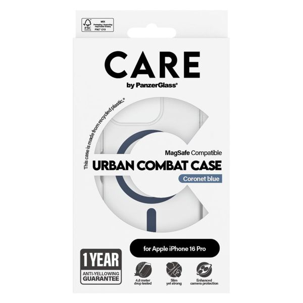 PanzerGlass CARE Urban Combat Case MagSafe iPhone 16 Pro- Transparant / Blauw