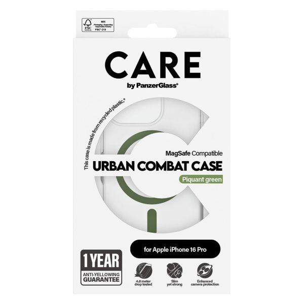 PanzerGlass CARE Urban Combat Case MagSafe iPhone 16 Pro - Transparant / Groen