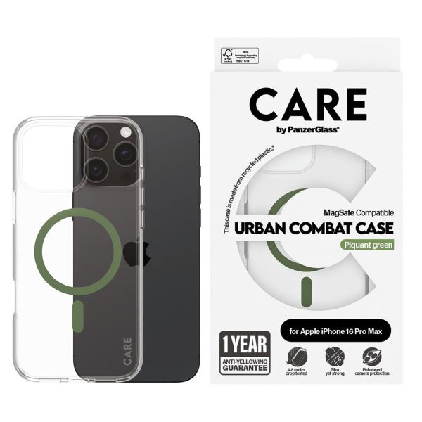 PanzerGlass CARE Urban Combat Case MagSafe iPhone 16 Pro Max - Transparant / Groen