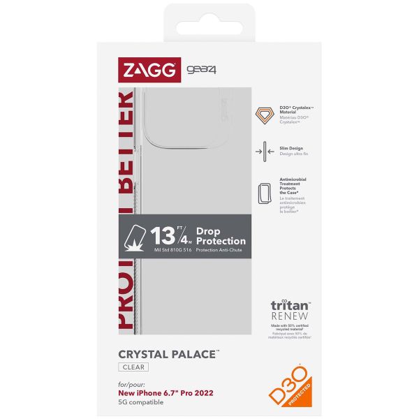 ZAGG Crystal Palace Backcover iPhone 14 Pro Max - Transparant