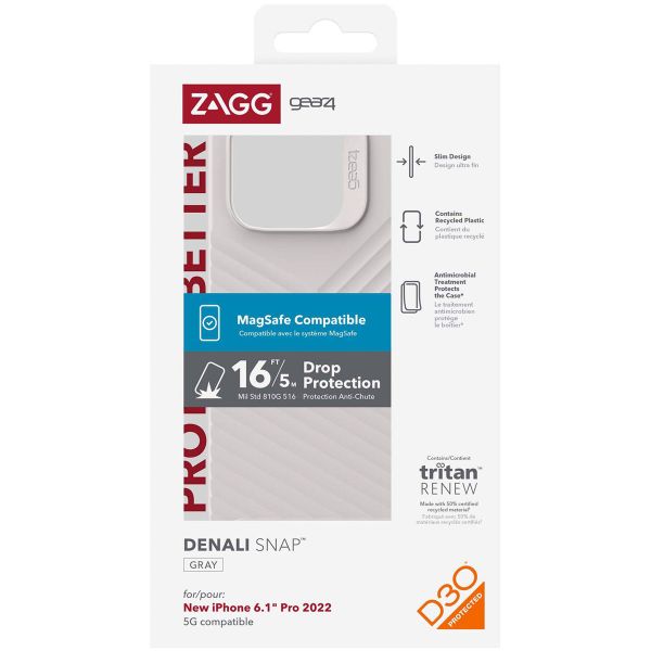 ZAGG Denali Snap Backcover MagSafe iPhone 14 Pro - Grijs