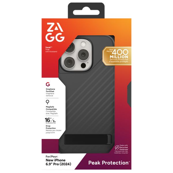 ZAGG Denali Snap KickStand Case met MagSafe iPhone 16 Pro Max - Zwart