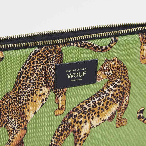 Wouf Laptop hoes 13-14 inch - Laptopsleeve - Daily Olive Leopard