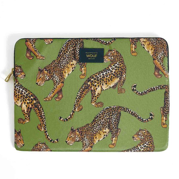 Wouf Laptop hoes 13-14 inch - Laptopsleeve - Daily Olive Leopard