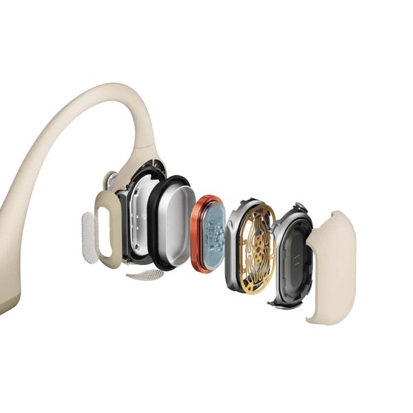 Shokz OpenRun Pro - Standaard maat - Open-Ear draadloze oordopjes - Bone conduction - Beige