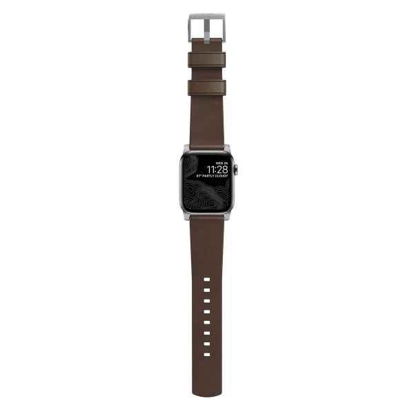 Nomad Modern Band van leder Apple Watch Series 1-9 / SE - 38/40/41 mm / Series 10 - 42 mm - Bruin/Zilver