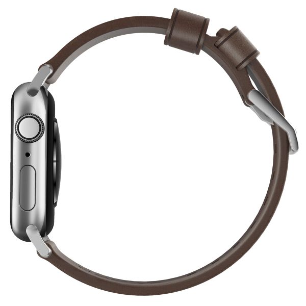 Nomad Modern Band van leder Apple Watch Series 1-9 / SE - 38/40/41 mm / Series 10 - 42 mm - Bruin/Zilver