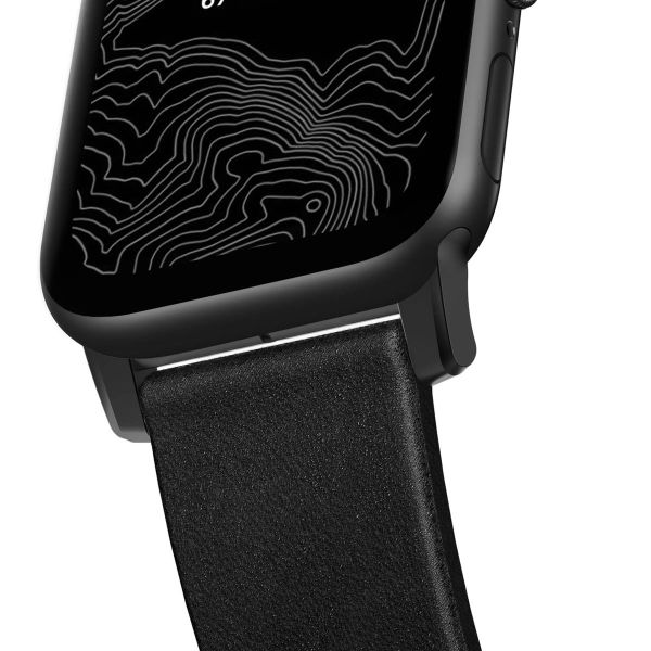 Nomad Modern Band van leder Apple Watch Series 1-10 / SE / Ultra (2) - 42/44/45/46/49 mm - Zwart/Zwart