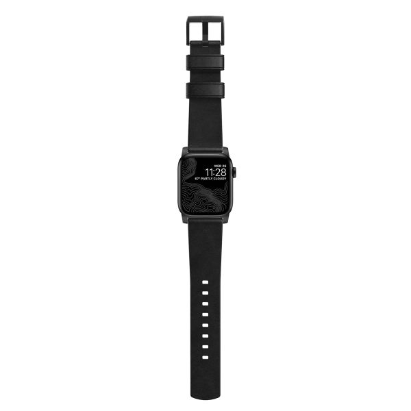 Nomad Modern Band van leder Apple Watch Series 1-10 / SE / Ultra (2) - 42/44/45/46/49 mm - Zwart/Zwart