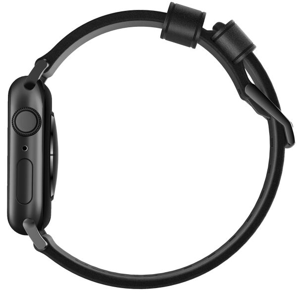 Nomad Modern Band van leder Apple Watch Series 1-10 / SE / Ultra (2) - 42/44/45/46/49 mm - Zwart/Zwart