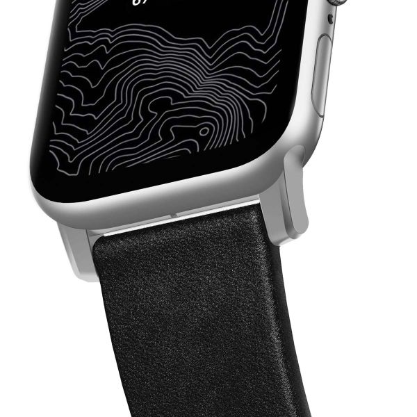 Nomad Modern Band van leder Apple Watch Series 1-10 / SE / Ultra (2) - 42/44/45/46/49 mm - Zwart/Zilver