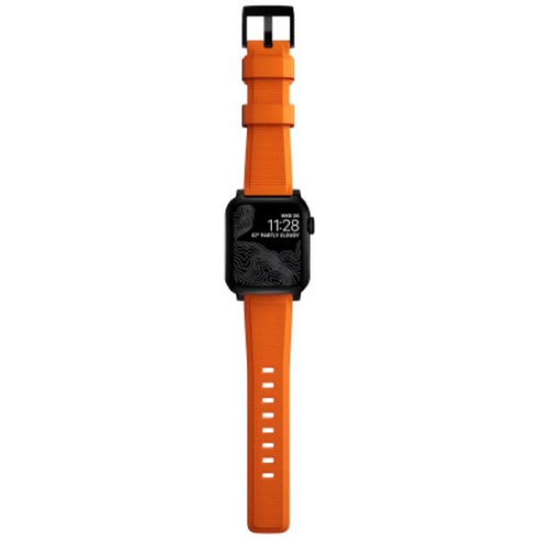 Nomad Rugged band FKM Apple Watch Series 1-10 / SE / Ultra (2) - 42/44/45/46/49 mm - Zwart/Oranje