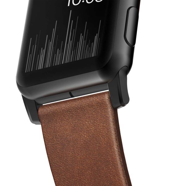 Nomad Modern Band van leder Apple Watch Series 1-10 / SE / Ultra (2) - 42/44/45/46/49 mm - Bruin/Zwart