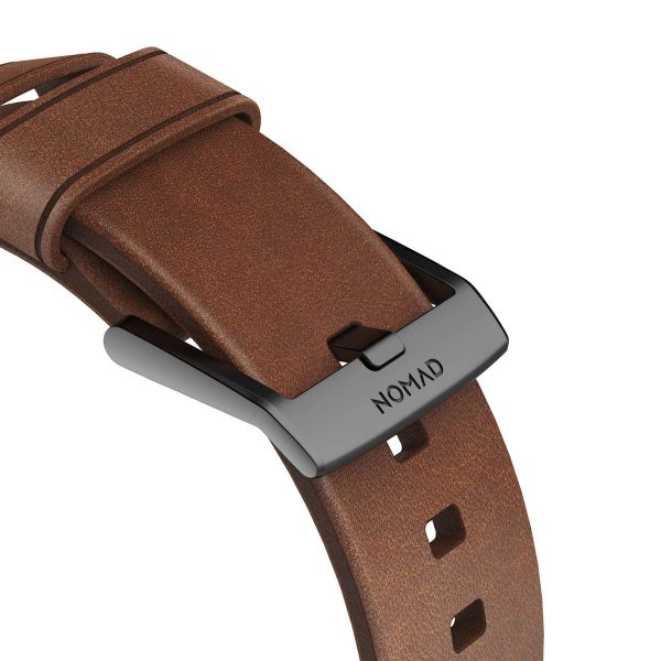 Nomad Modern Band van leder Apple Watch Series 1-10 / SE / Ultra (2) - 42/44/45/46/49 mm - Bruin/Zwart