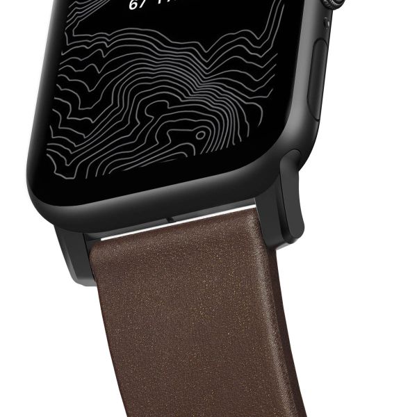 Nomad Modern Band van leder Apple Watch Series 1-9 / SE - 38/40/41 mm / Series 10 - 42 mm - Bruin/Zwart