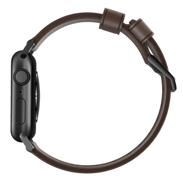 Nomad Modern Band van leder Apple Watch Series 1-9 / SE - 38/40/41 mm / Series 10 - 42 mm - Bruin/Zwart