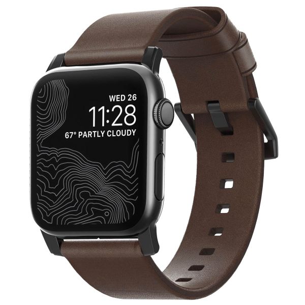 Nomad Modern Band van leder Apple Watch Series 1-9 / SE - 38/40/41 mm / Series 10 - 42 mm - Bruin/Zwart