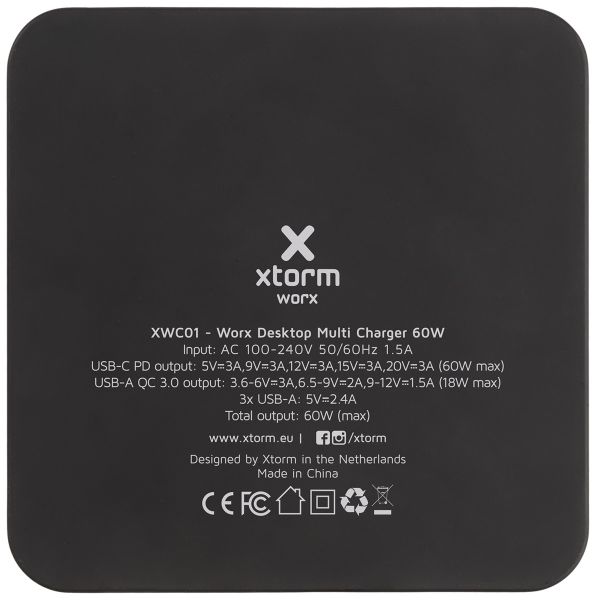 Xtorm Worx Desktop Multi Charger oplader - 60 Watt