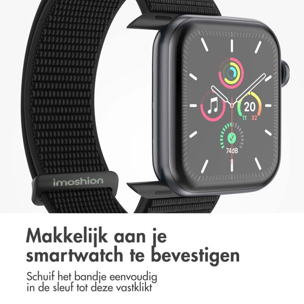 imoshion Nylon⁺ bandje Apple Watch Series 1-9 / SE - 38/40/41 mm / Series 10 - 42 mm - Zwart