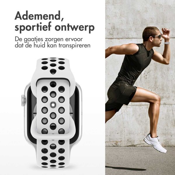 imoshion Sport⁺ bandje Apple Watch Series 1-9 / SE - 38/40/41 mm / Series 10 - 42 mm - Maat S/M - Pure Platinum & Black