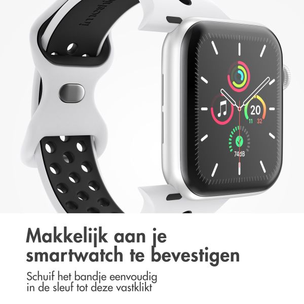 imoshion Sport⁺ bandje Apple Watch Series 1-9 / SE - 38/40/41 mm / Series 10 - 42 mm - Maat S/M - Pure Platinum & Black