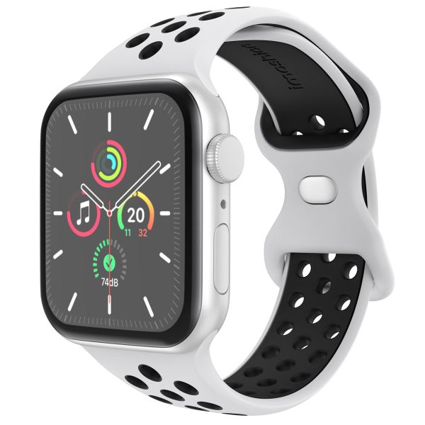 imoshion Sport⁺ bandje Apple Watch Series 1-9 / SE - 38/40/41 mm / Series 10 - 42 mm - Maat S/M - Pure Platinum & Black