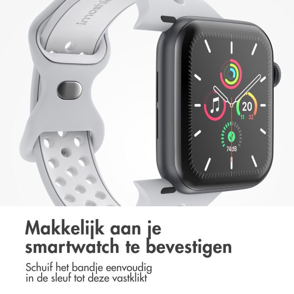 imoshion Sport⁺ bandje Apple Watch Series 1-9 / SE - 38/40/41 mm / Series 10 - 42 mm - Maat S/M - Pure Platinum & White